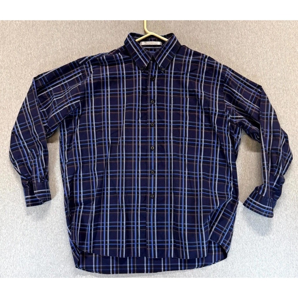 Forsyth Of Canada Shirt Mens XL Multicolor Plaid Wrinkle Free Cotton Button Down